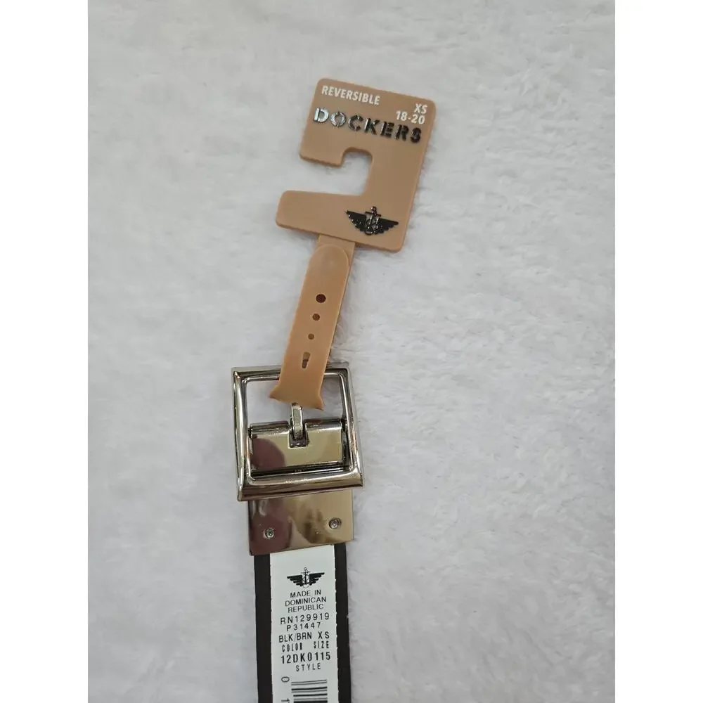 Dockers Reversible Belt XS 18 20 Brown Black Leather Dress Belt NWT